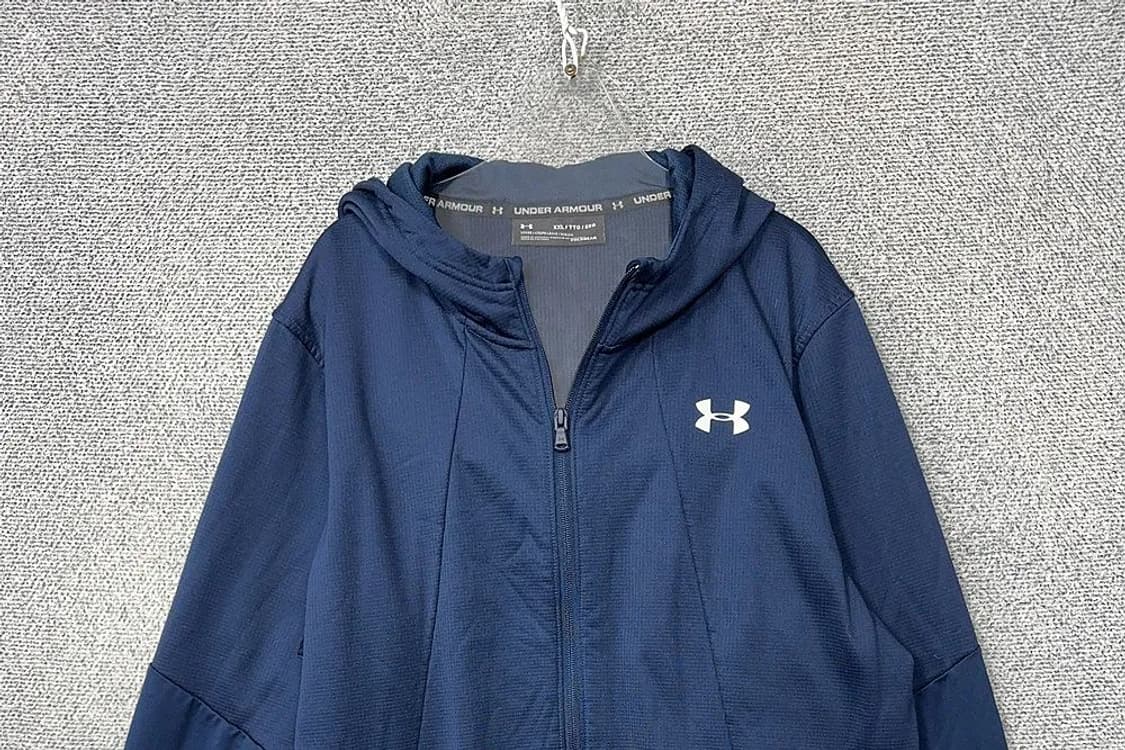 언더아머 네이비 로고 기능성 후드 집업 XXL/TTG/EEG 상품이미지3