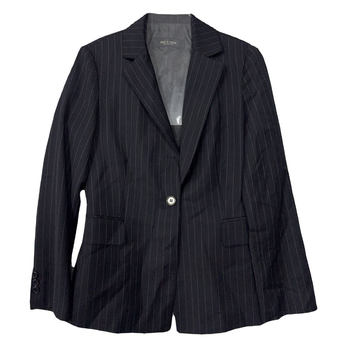 쉬스미스 스트라이프 블랙 원버튼 정장 블레이저 55 상품이미지1