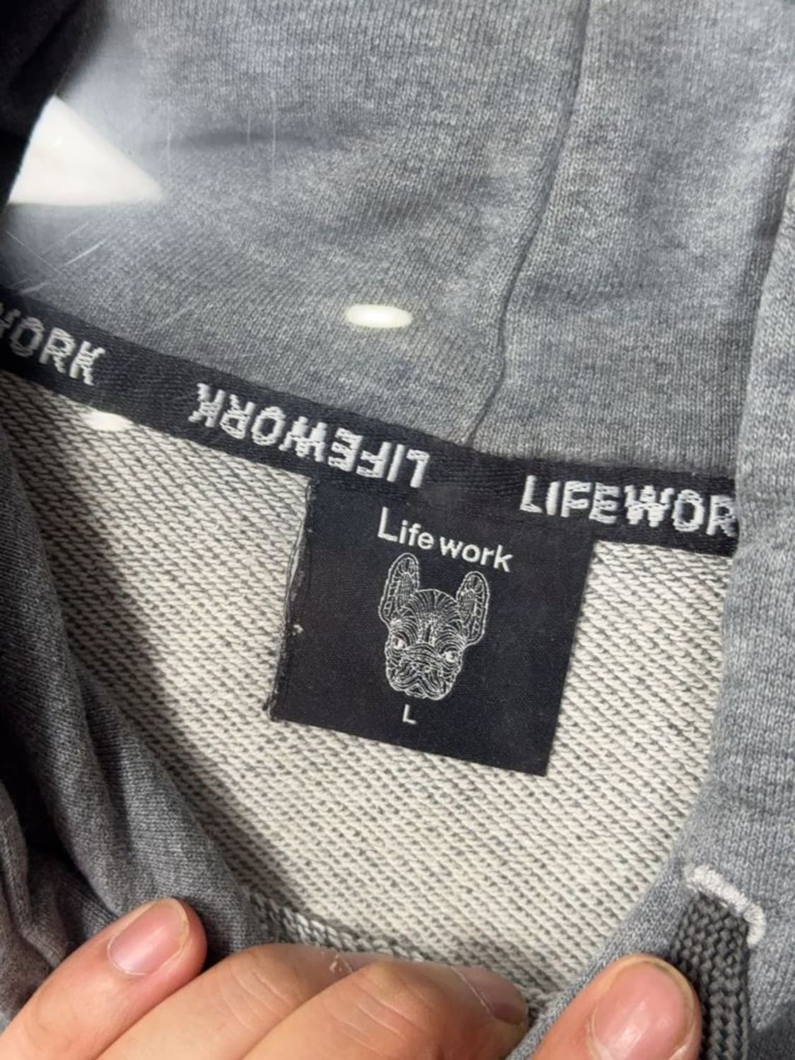 라이프워크 그레이 로고 오버핏 후드티 L 상품이미지7