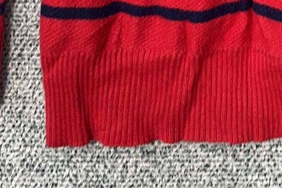 로렌 랄프로렌 단가라 Y2K 와플 코튼 스트라이프 레드 롱 후드 니트 S 상품이미지7