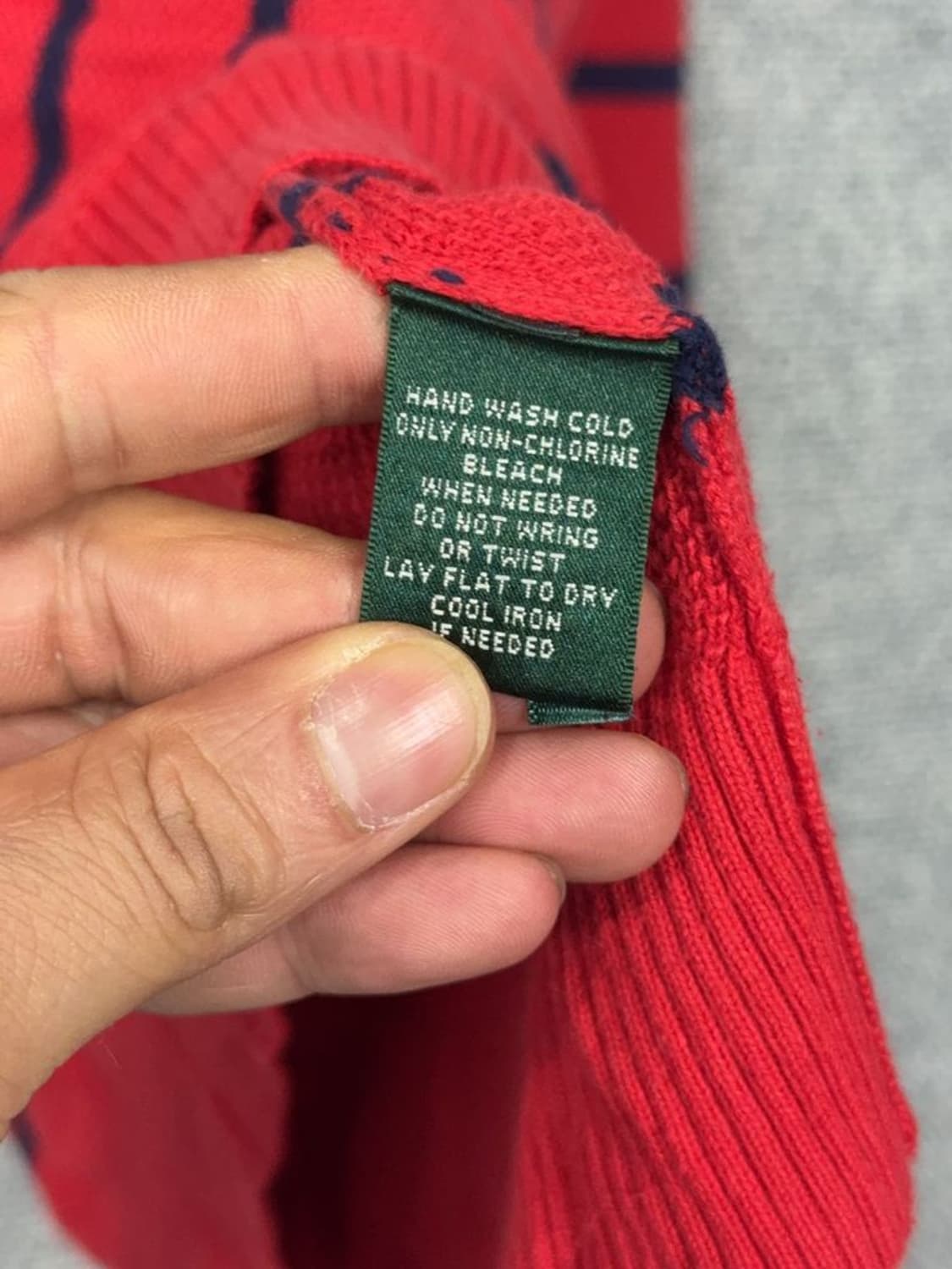 로렌 랄프로렌 단가라 Y2K 와플 코튼 스트라이프 레드 롱 후드 니트 S 상품이미지9