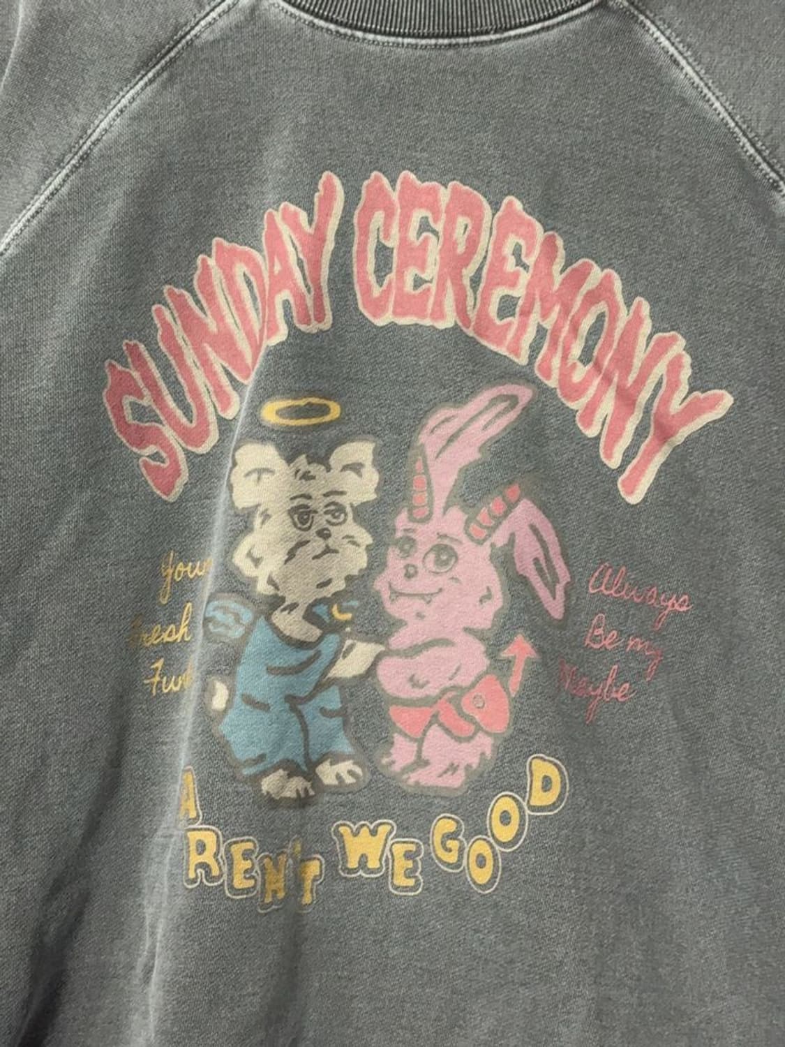 꼼파뇨 프린팅 그레이 피그먼트 맨투맨 FREE 상품이미지7