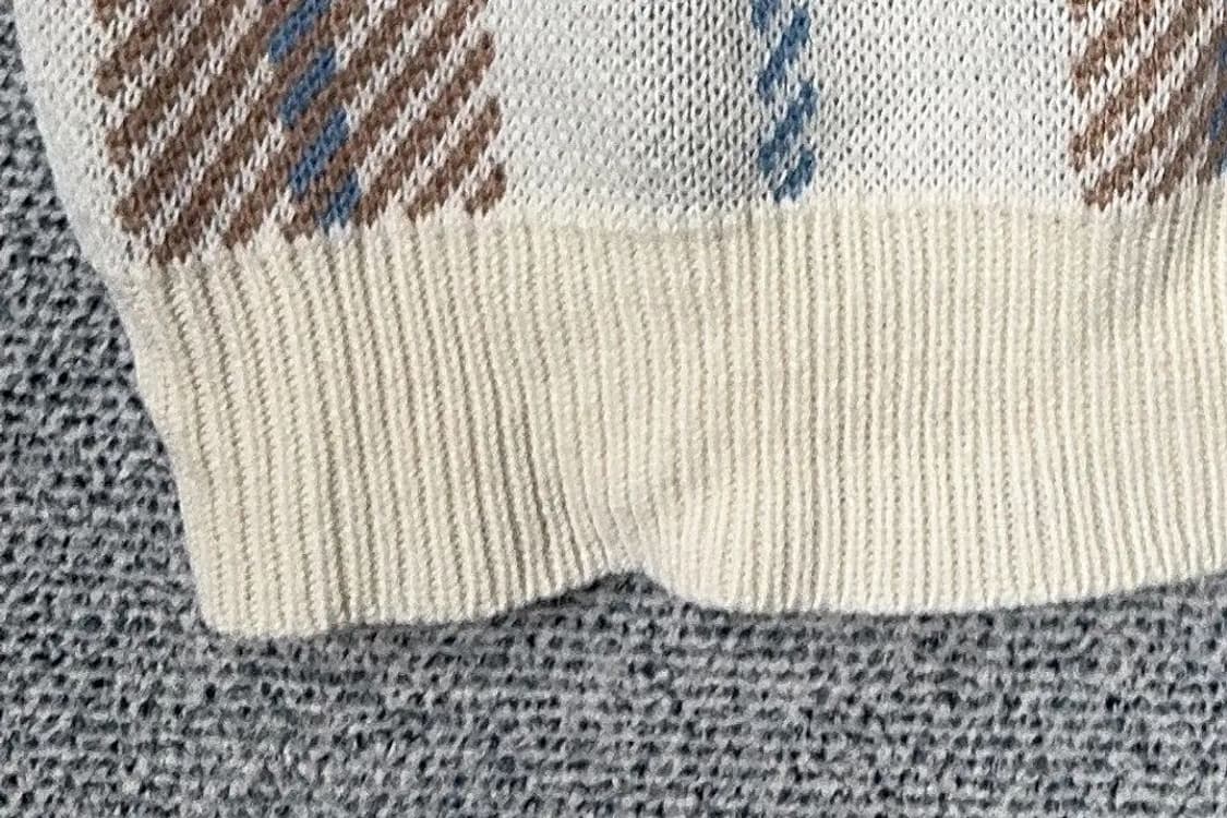 여성 캐주얼 체크 크림 니트 조끼 L 상품이미지6