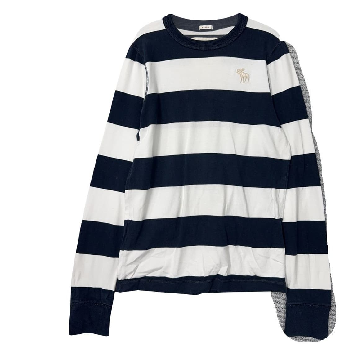 아베크롬비 순록 로고 단가라 스트라이프 네이비 긴팔티 M 상품이미지1