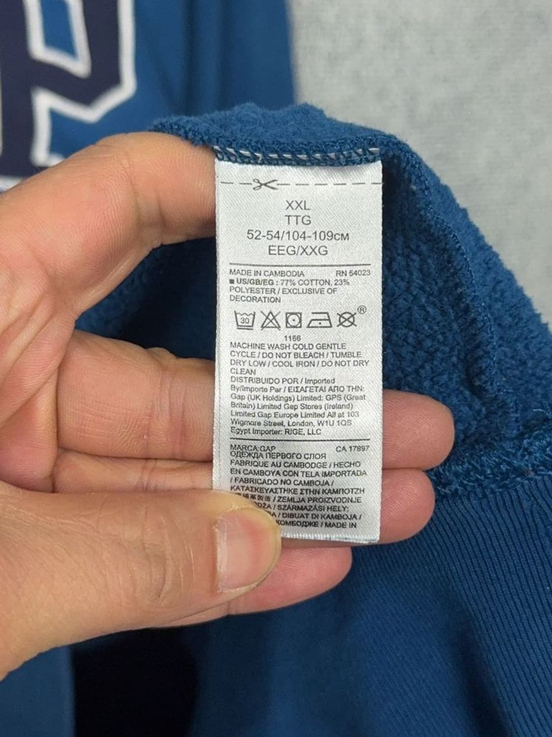 갭 스펠 오버핏 블루 후드티 XXL 상품이미지9