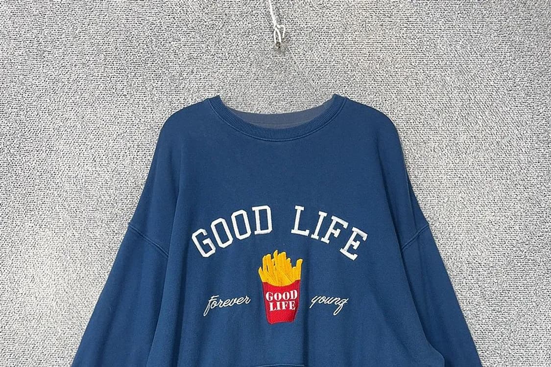 로맨틱 크라운 프린팅 네이비 오버핏 맨투맨 L 상품이미지3