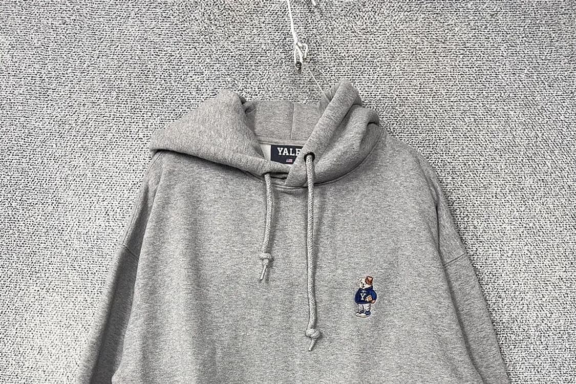 예일 베어 로고 라이트 그레이 후드티 M 상품이미지3