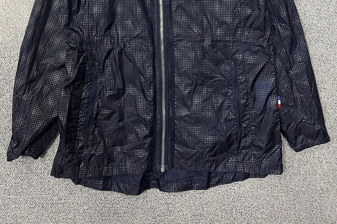 엘르 체크 네이비 로고 기능성 롱 후드 바람막이 95 상품이미지4