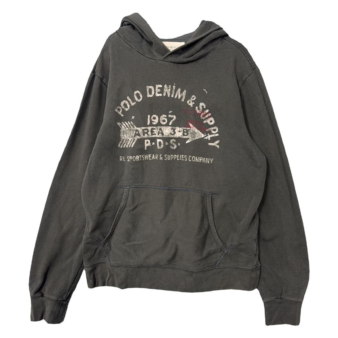 폴로 데님 앤 서플라이 빈티지 프린팅 그레이 후드티 M/M 상품이미지1