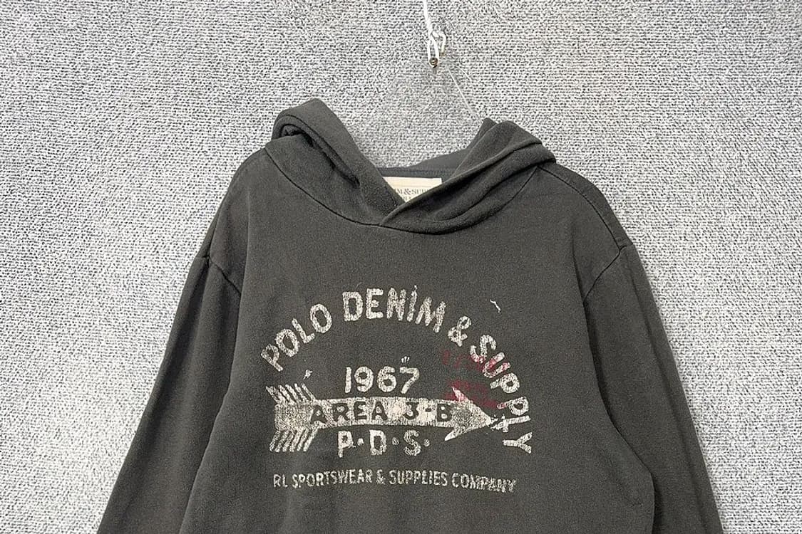 폴로 데님 앤 서플라이 빈티지 프린팅 그레이 후드티 M/M 상품이미지3