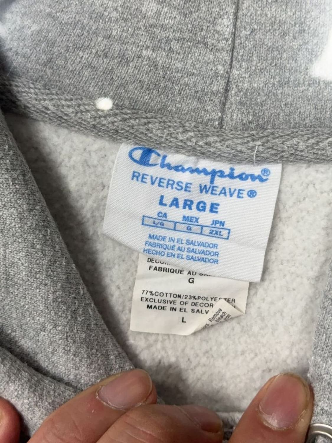 챔피온 라이트 그레이 리버스위브 하드 코튼 후드티 L 상품이미지9