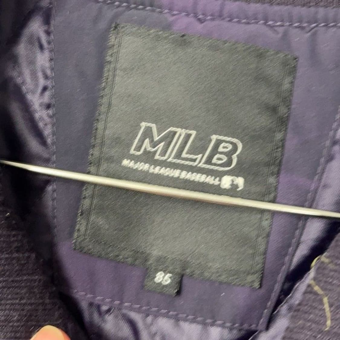 MLB 뉴욕양키즈 퍼플 배색 롱 바람막이 집업 85 상품이미지5