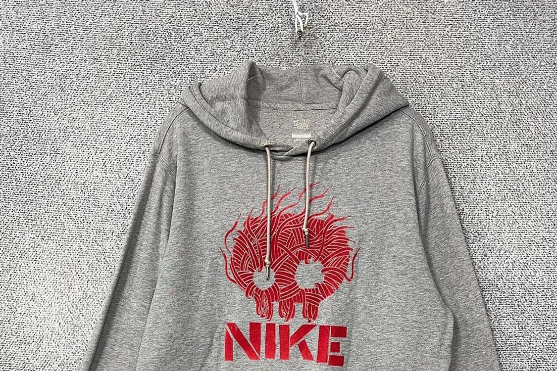 나이키 해골 프린팅 라이트 그레이 후드티 L 상품이미지3
