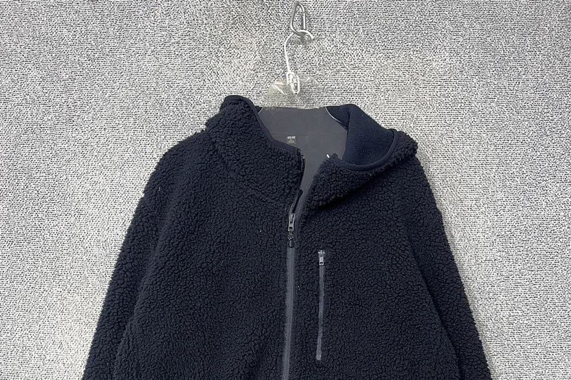 유니클로 블랙 양털 뽀글이 후드 집업 XL 상품이미지3