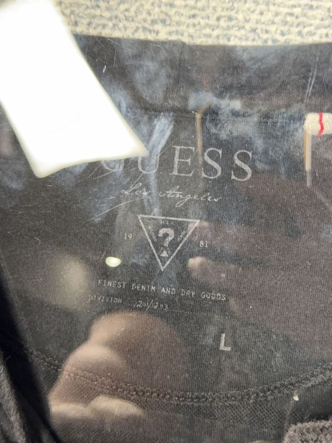 게스 프린팅 하단 로고 블랙 후드티 L 상품이미지7