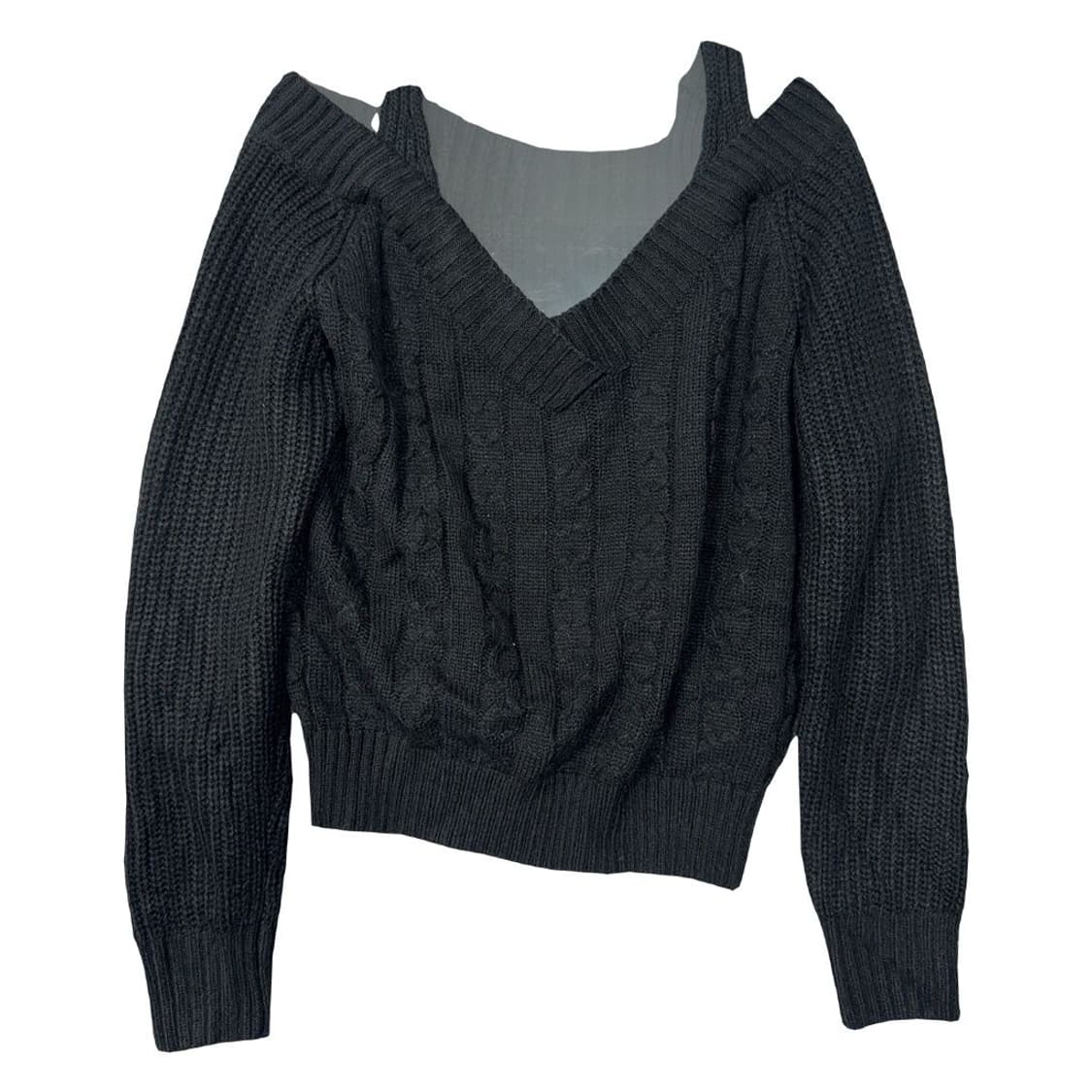 여성 오버 브이넥 블랙 니트 상품이미지1