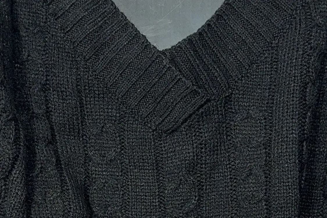 여성 오버 브이넥 블랙 니트 상품이미지5