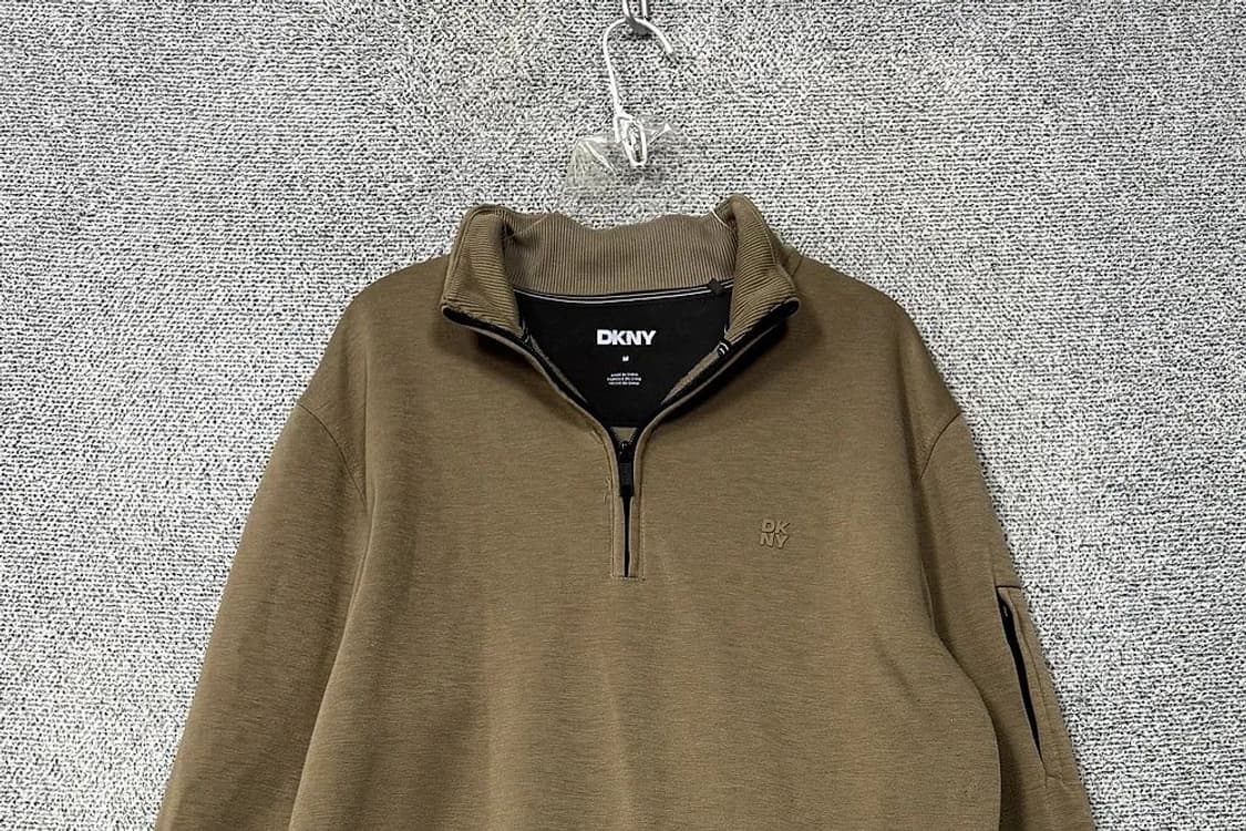DKNY 카키 사이드 포켓 캐주얼 반집업 맨투맨 L 상품이미지3