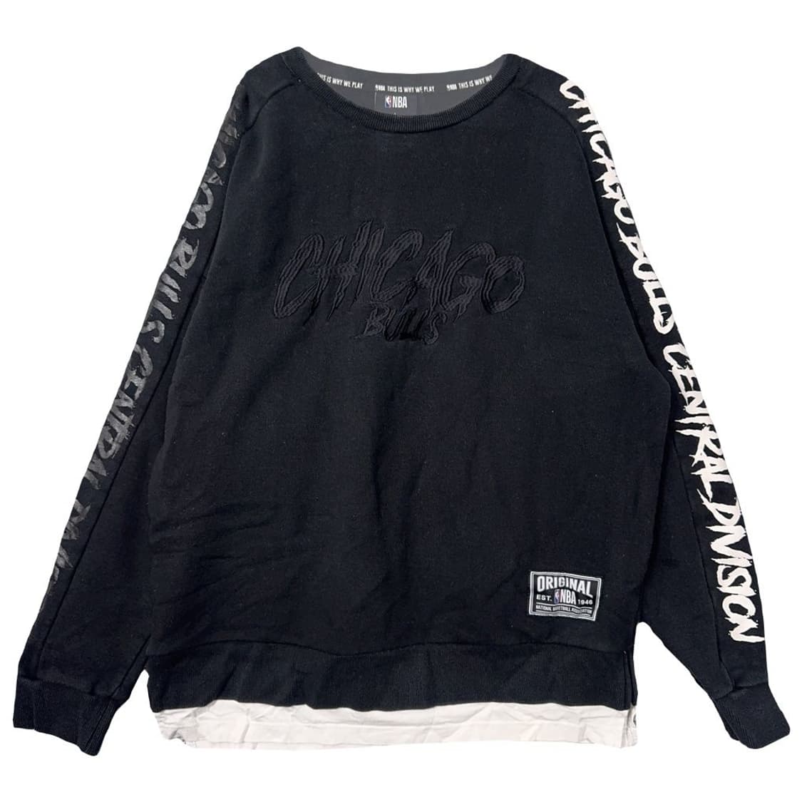 엔비에이 프린팅 블랙 레이어드 맨투맨 L 상품이미지1