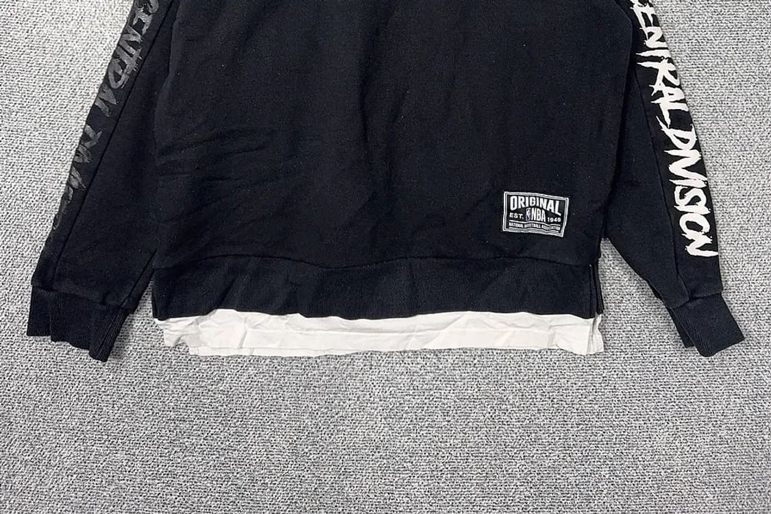 엔비에이 프린팅 블랙 레이어드 맨투맨 L 상품이미지4