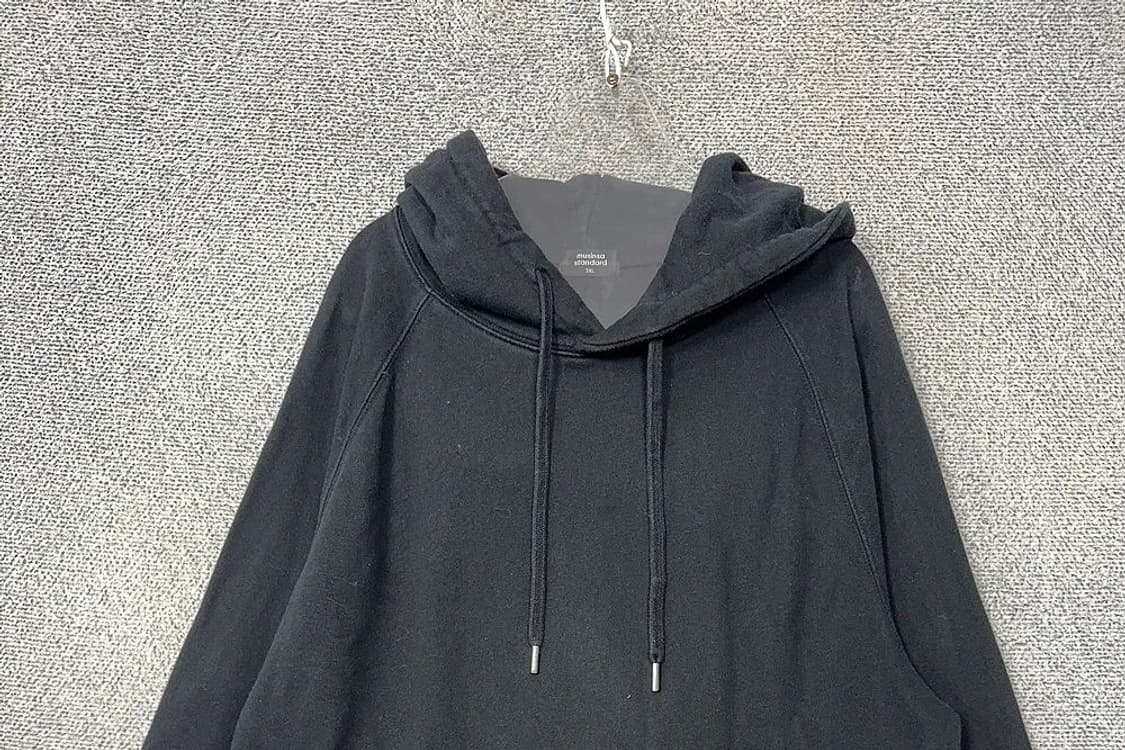 무신사스탠다드 블랙 무지 오버 사이즈 후드티 3XL 상품이미지3