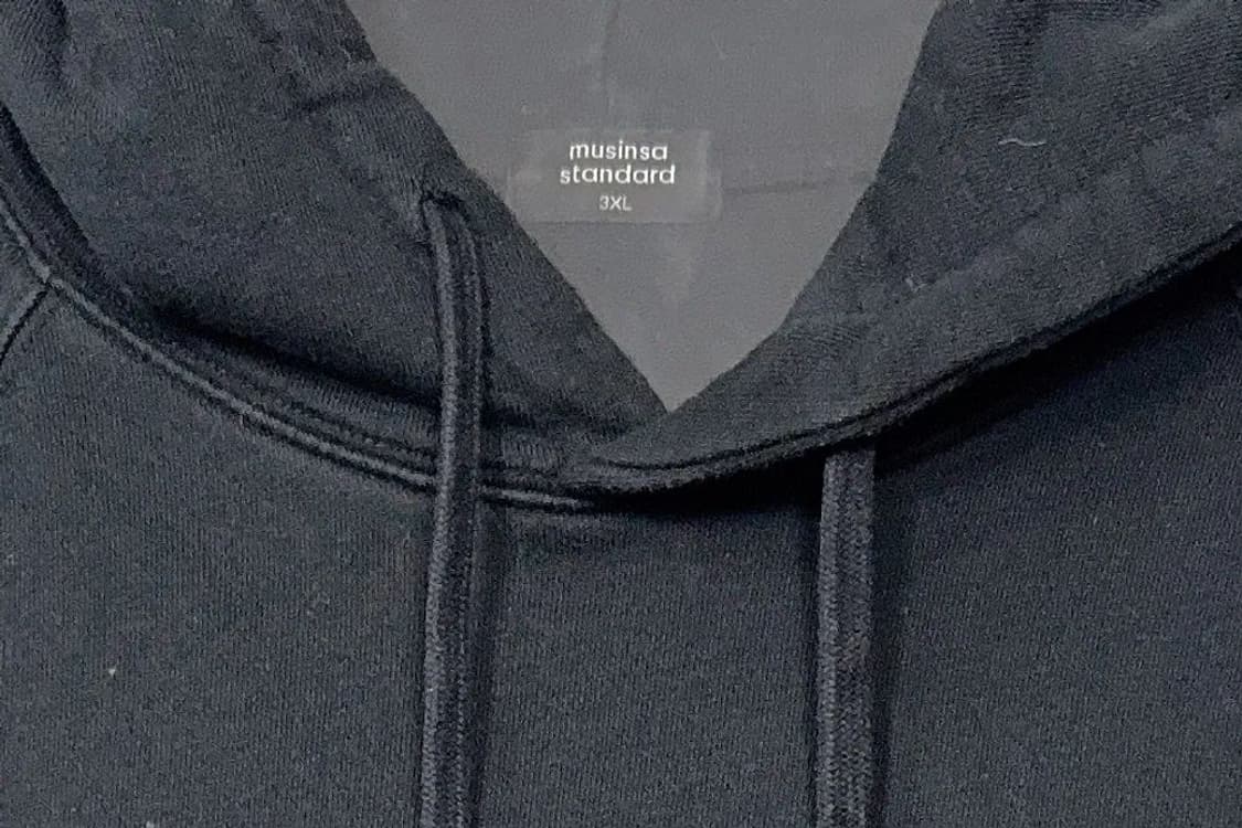 무신사스탠다드 블랙 무지 오버 사이즈 후드티 3XL 상품이미지5