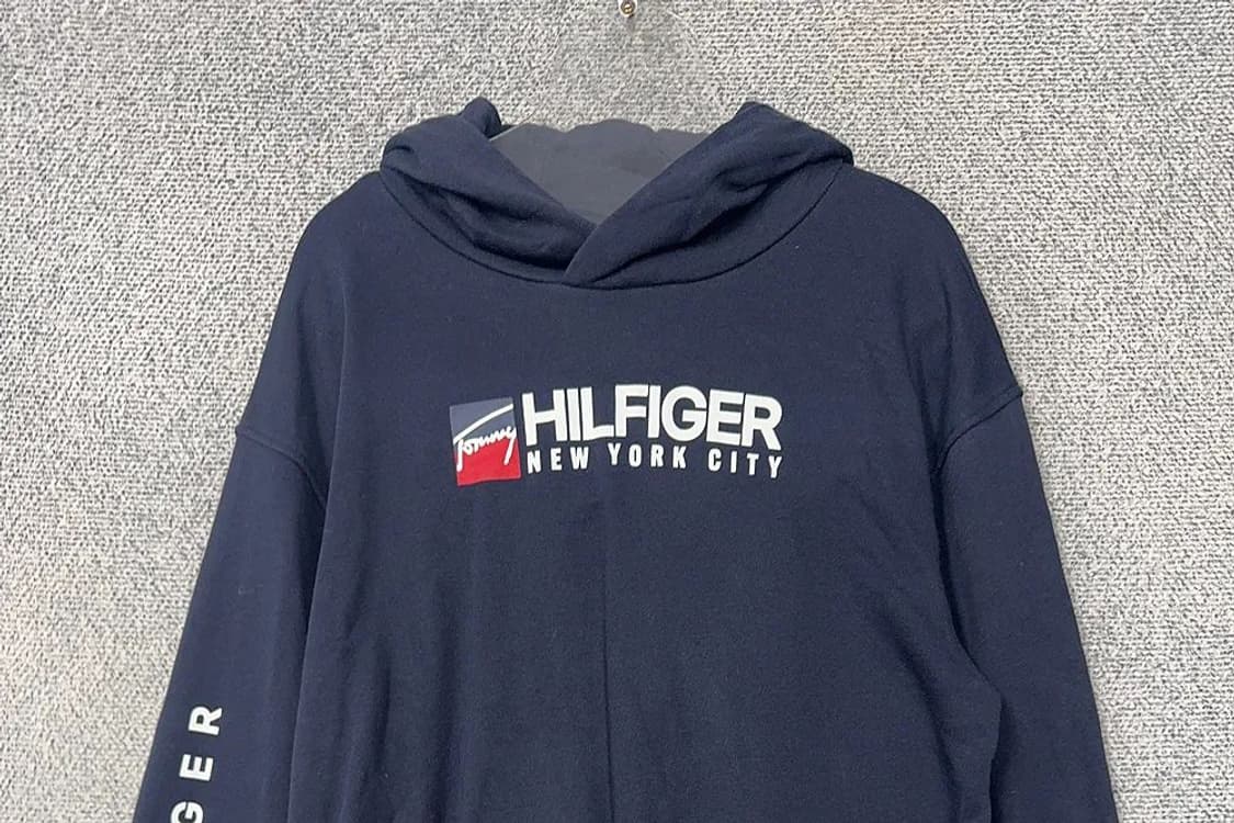 타미힐피거 프린팅 네이비 후드티 XXL 상품이미지3