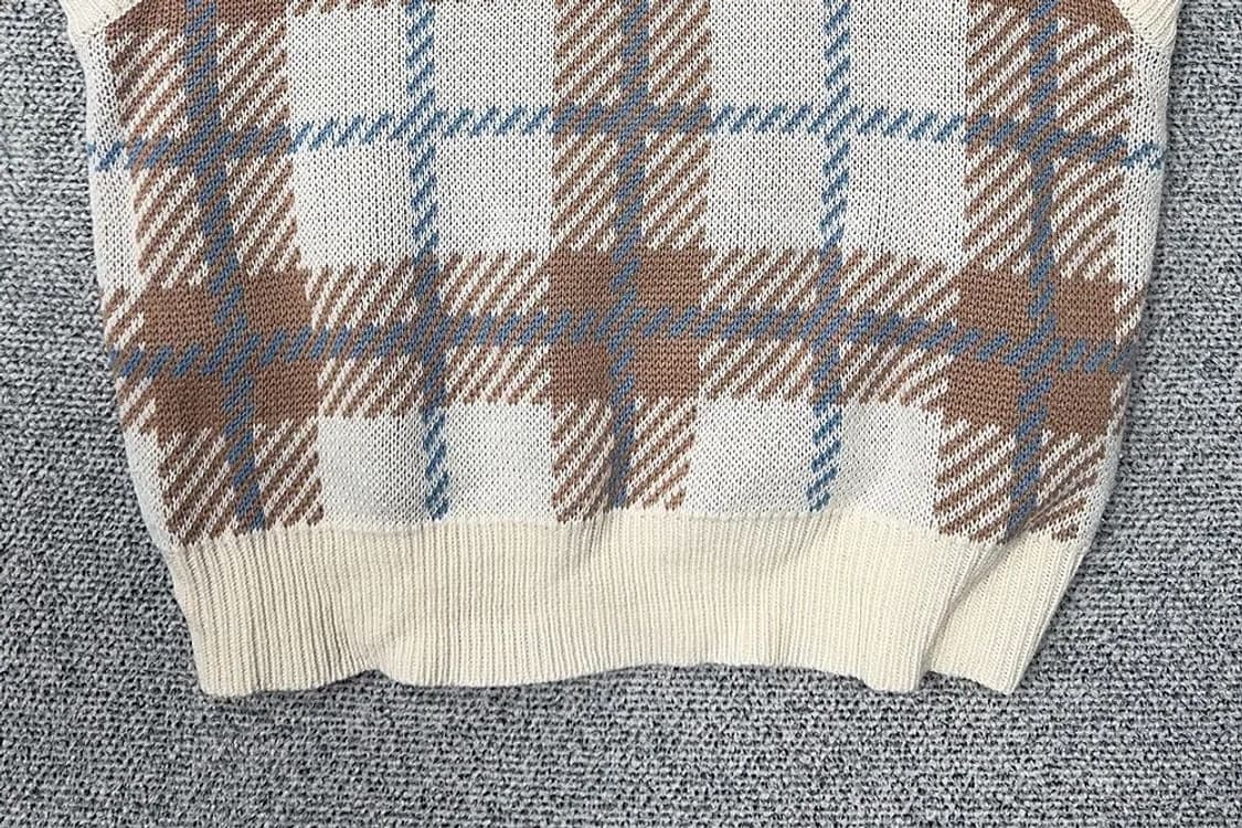 여성 캐주얼 체크 크림 니트 조끼 L 상품이미지4