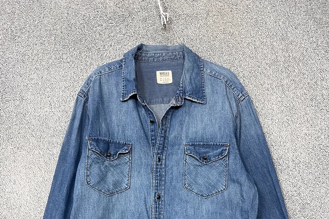 후아유 블루 빈티지 워싱 데님 셔츠 L 상품이미지3