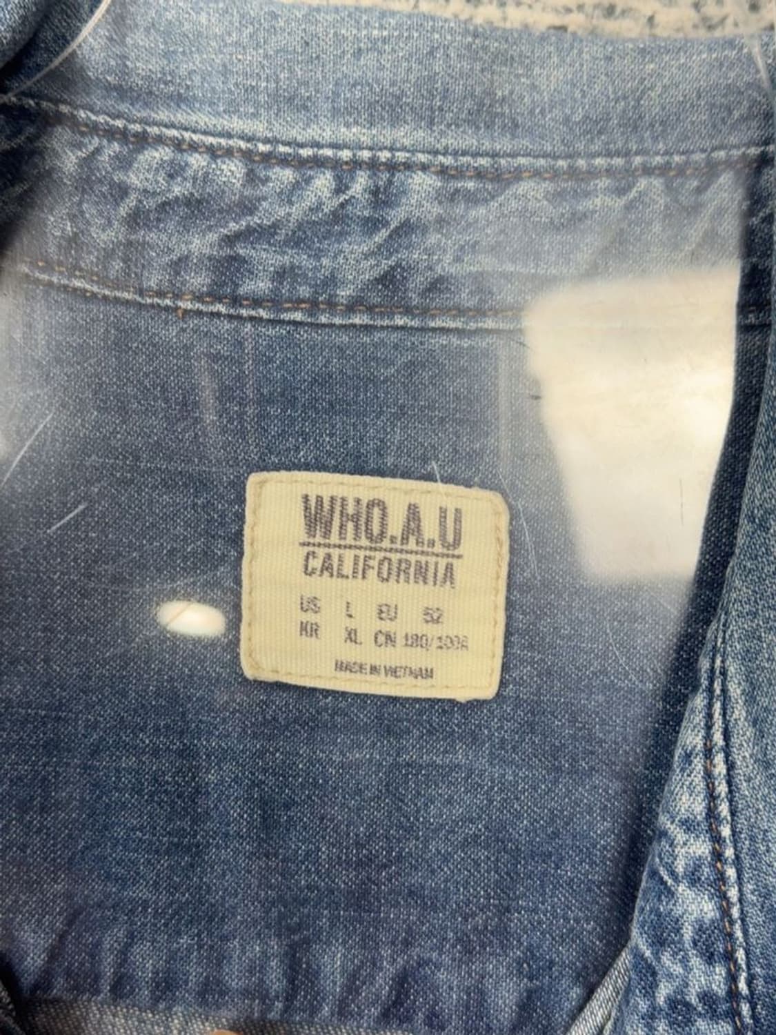 후아유 블루 빈티지 워싱 데님 셔츠 L 상품이미지7