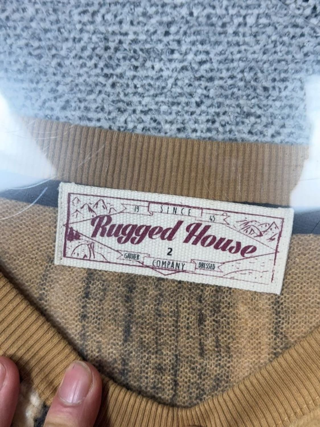 러기드 하우스 스트라이프 카멜 빈티지 오버핏 니트 2 상품이미지7