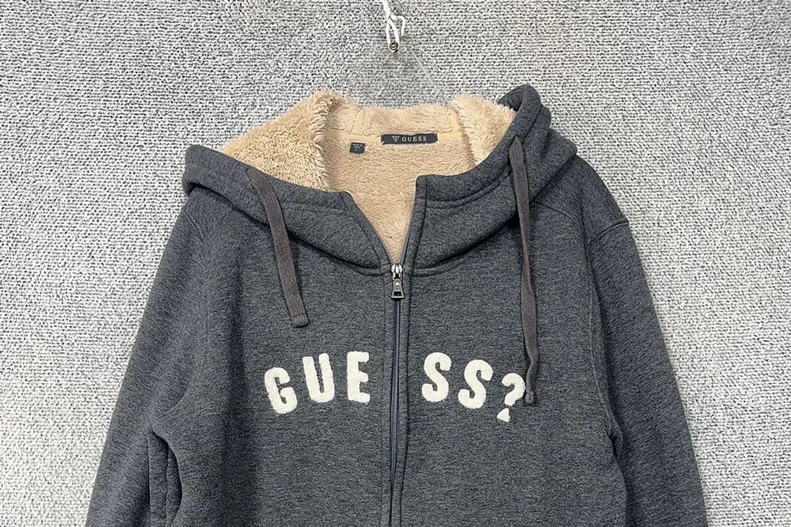 게스 스펠 로고 양털 그레이 후드 집업 L 상품이미지3