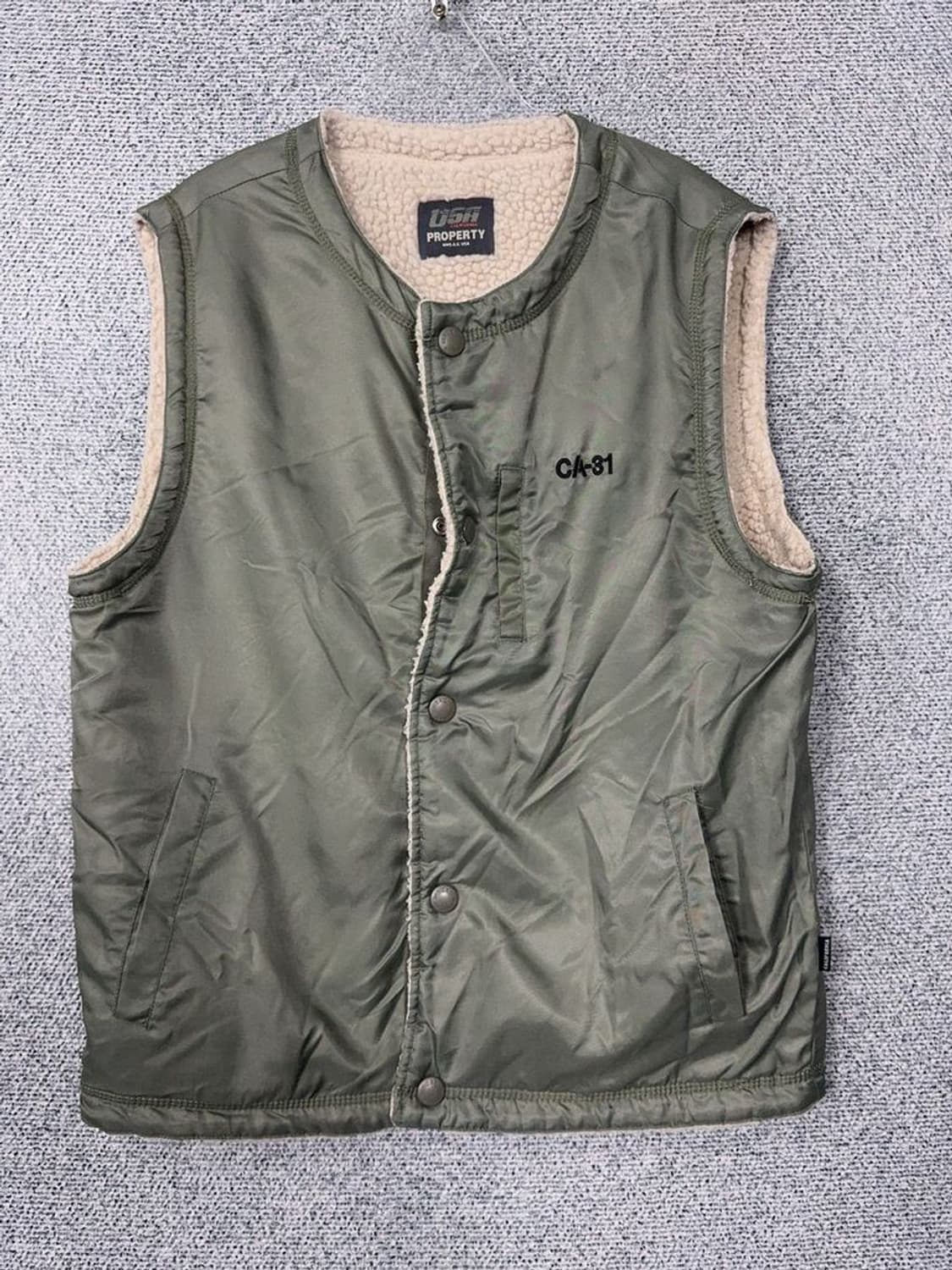 후아유 베이지 카키 양면 후리스 조끼 M 상품이미지8