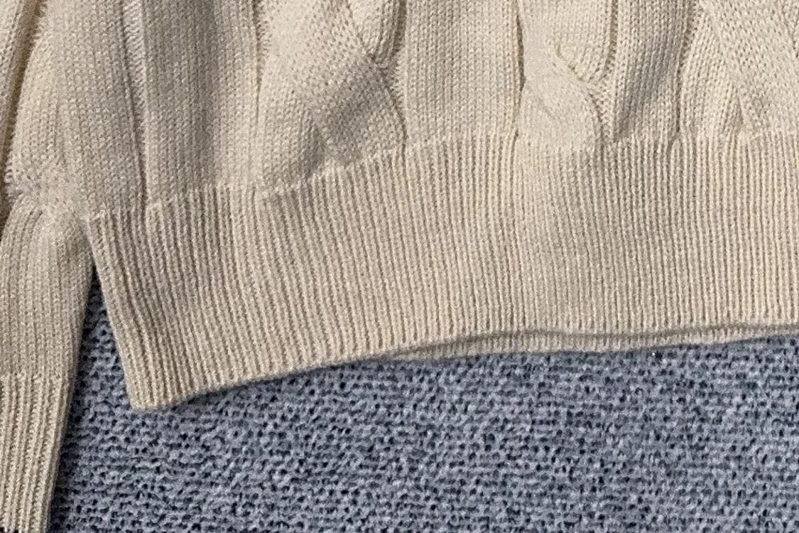 후아유 크림 브이넥 케이블 니트 M 상품이미지7