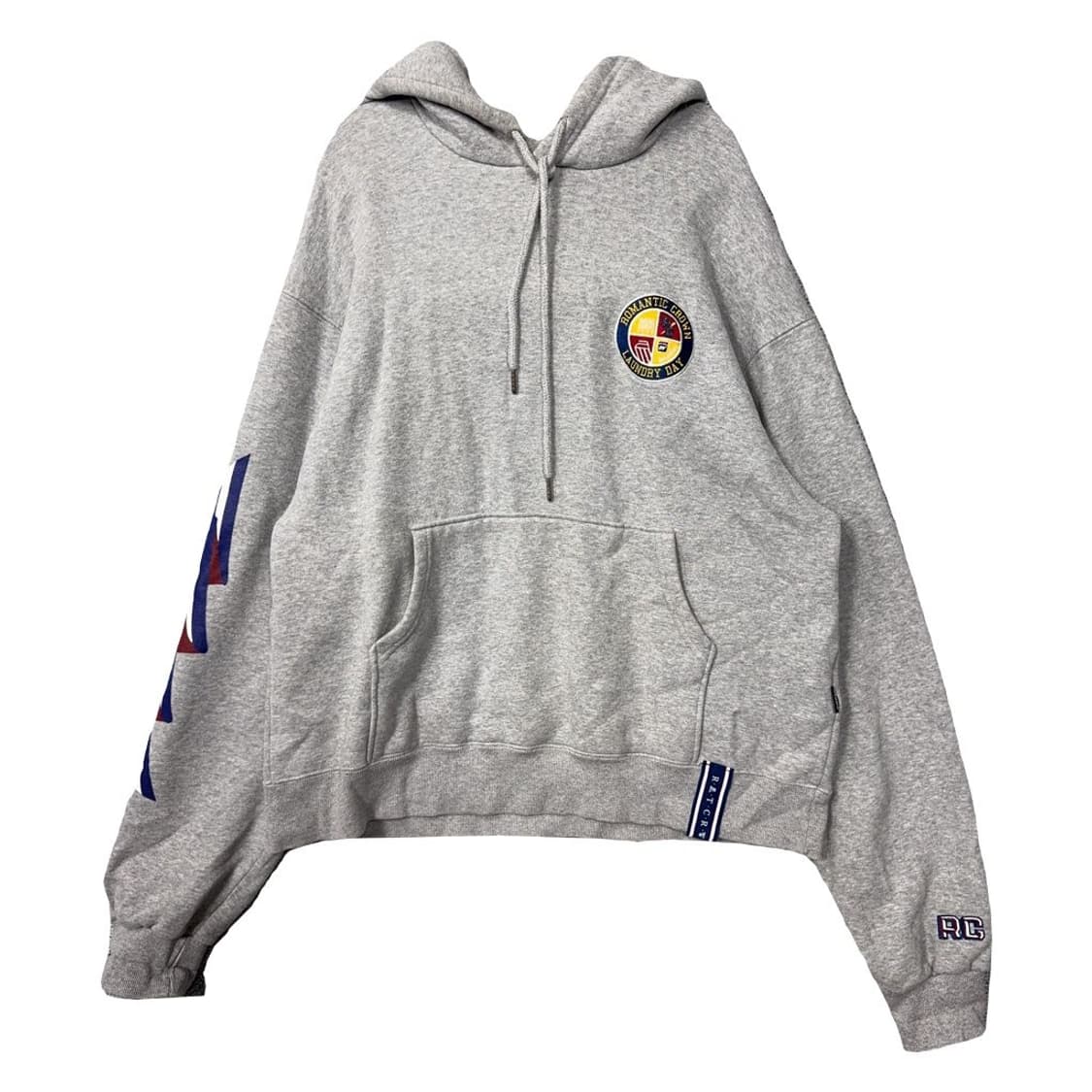 로맨틱크라운 라이트 그레이 로고 오버핏 후드티 M 상품이미지1