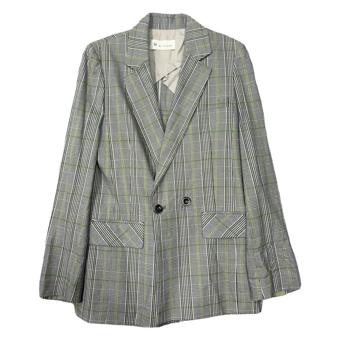 잇 미샤 체크 라이트 그레이 원버튼 블레이저 82-88-160 상품이미지1