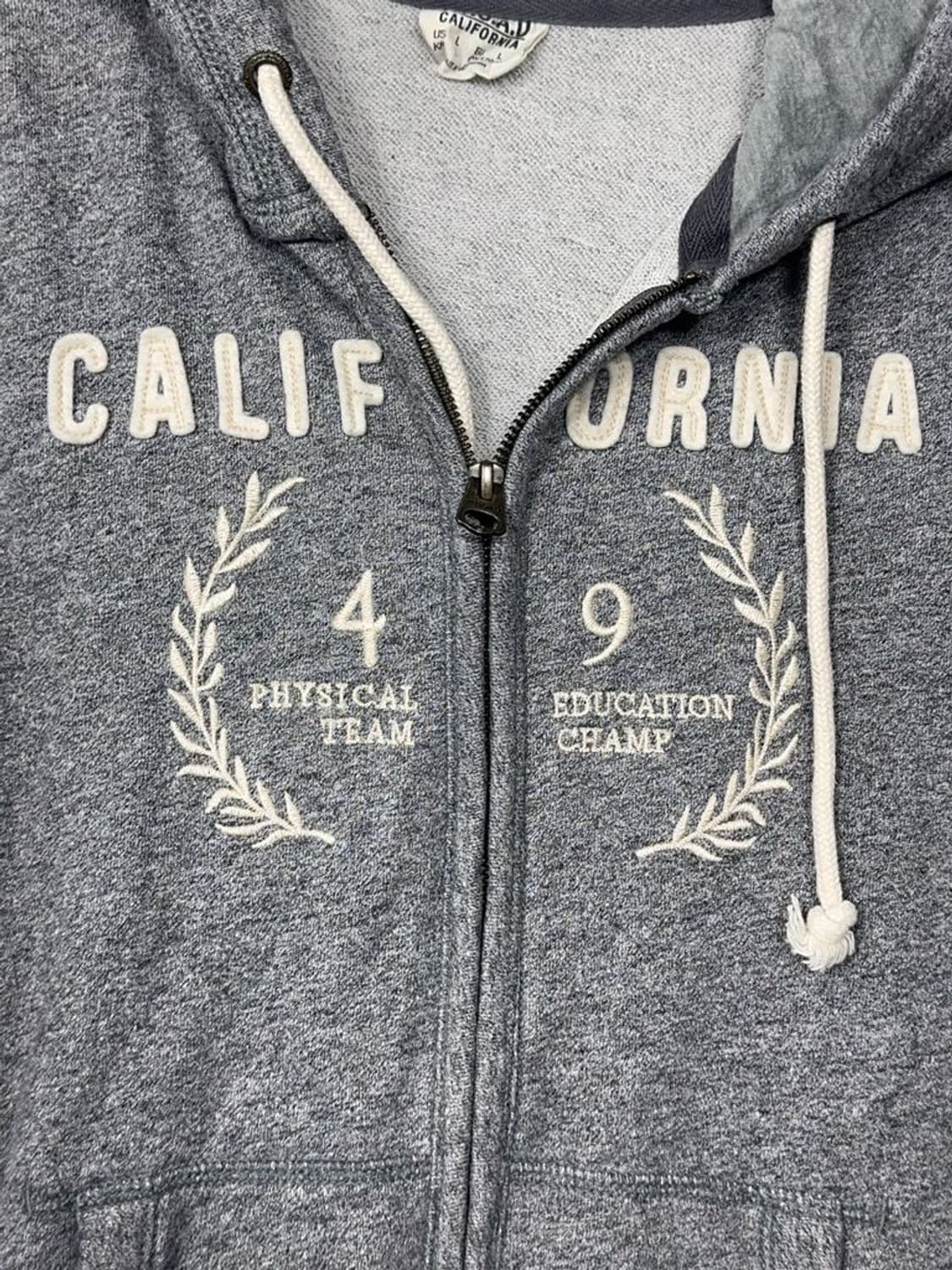 후아유 자수 로고 그레이 후드 집업 L 상품이미지7