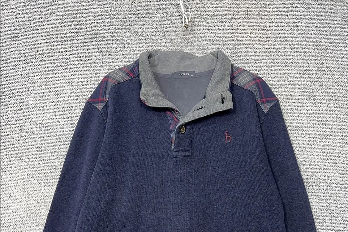 해지스 네이비 버튼 캐주얼 맨투맨 XL 상품이미지3