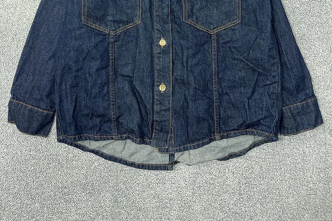 자라 빈티지 오버핏 스티치 데님 셔츠 M 상품이미지4