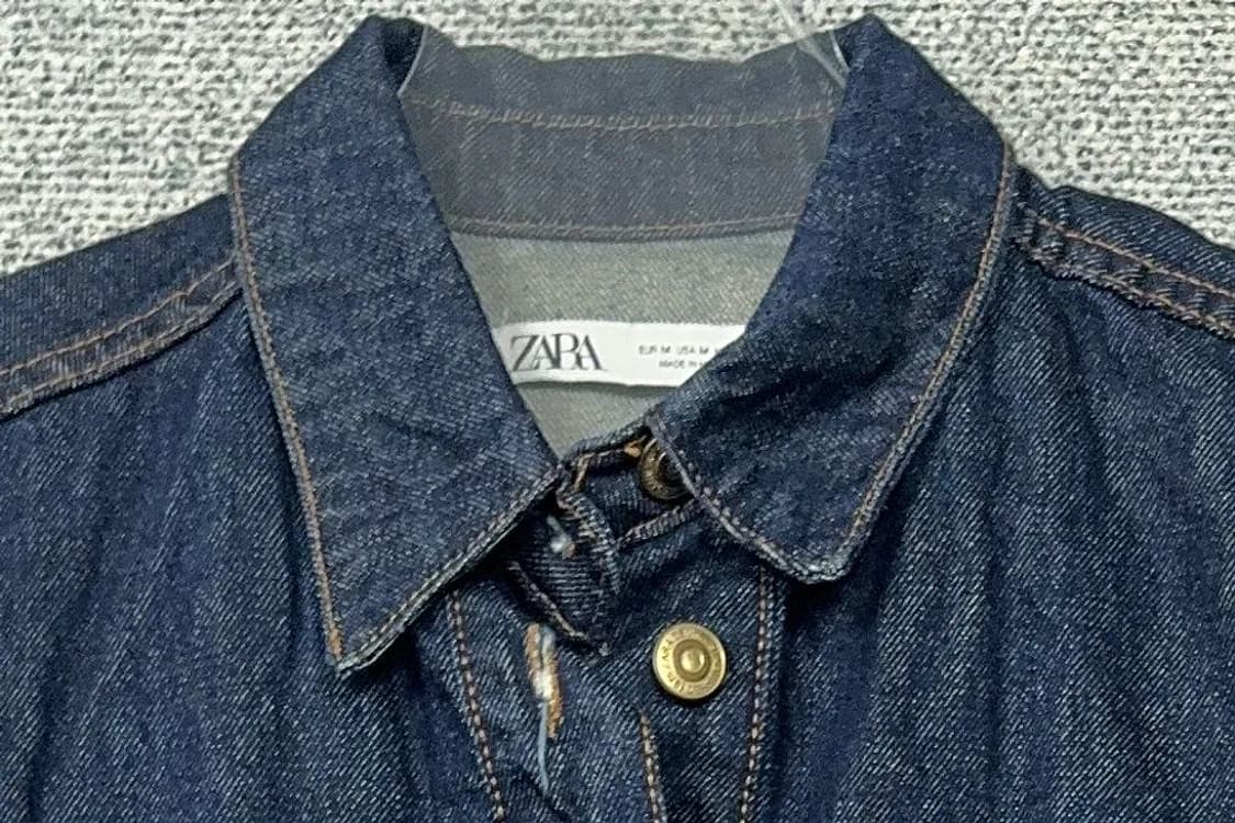 자라 빈티지 오버핏 스티치 데님 셔츠 M 상품이미지5