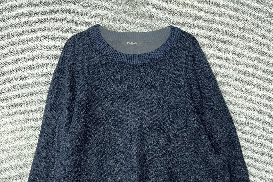 마인드브릿지 네이비 배색 캐주얼 남성 아크릴 니트 110 상품이미지3