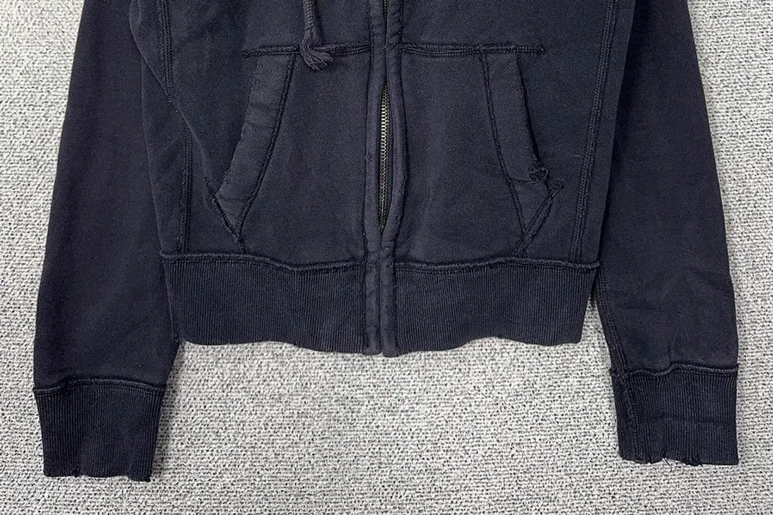 아베크롬비 Y2K 자수 로고 빈티지 네이비 후드 집업 S 상품이미지4