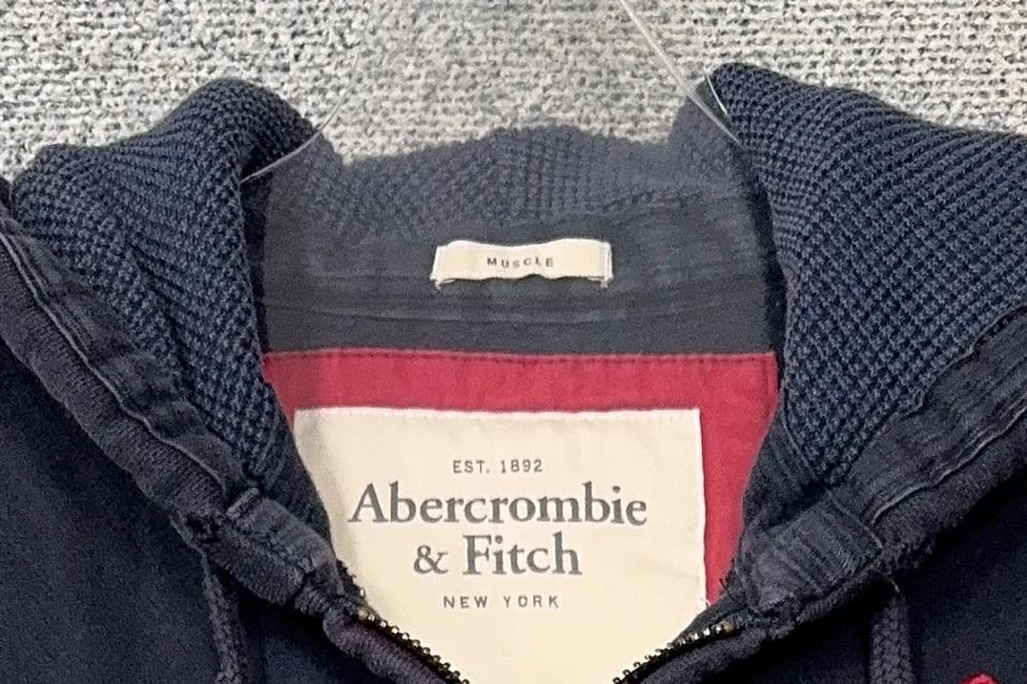 아베크롬비 Y2K 자수 로고 빈티지 네이비 후드 집업 S 상품이미지5