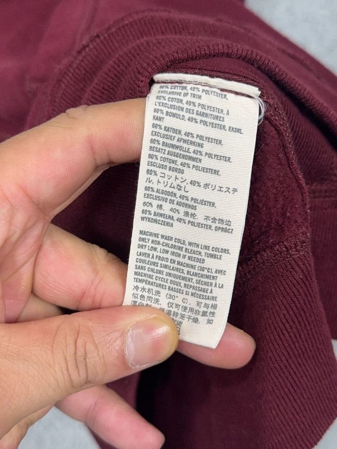 아베크롬비 로고 빈티지 버건디 후드티 M 상품이미지10