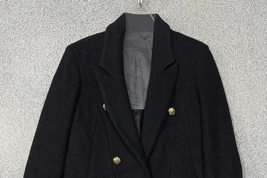 플라스틱아일랜드 블랙 버튼 울 코트 M 상품이미지3