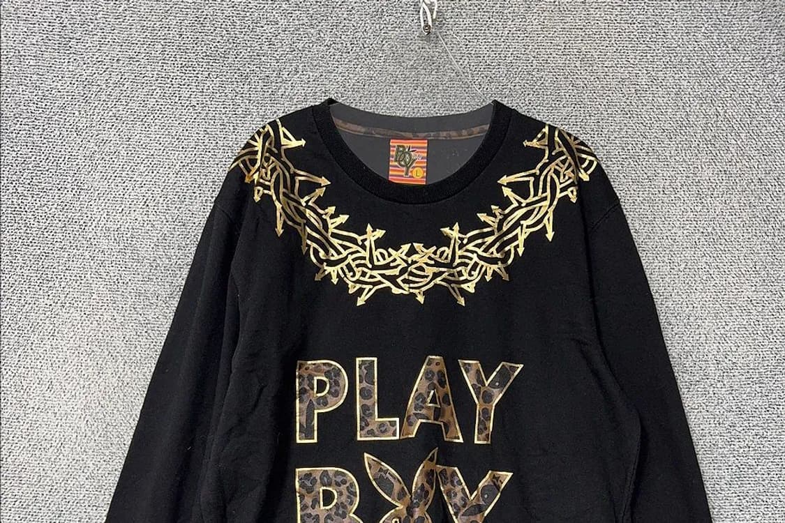 플레이 보이 프린팅 블랙 맨투맨 L 상품이미지3