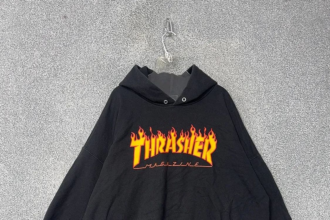 트래셔 불꽃 프린팅 블랙 후드티 XL 상품이미지3