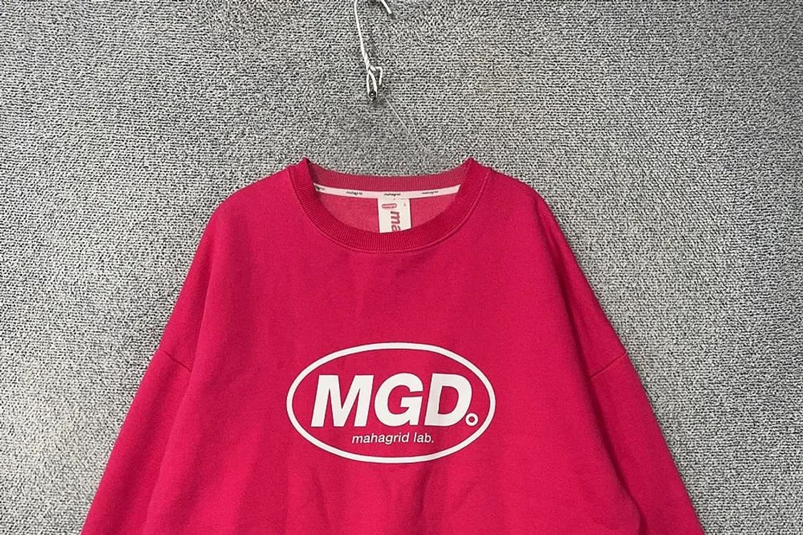 마하그리드 프린팅 핑크 맨투맨 S 상품이미지3