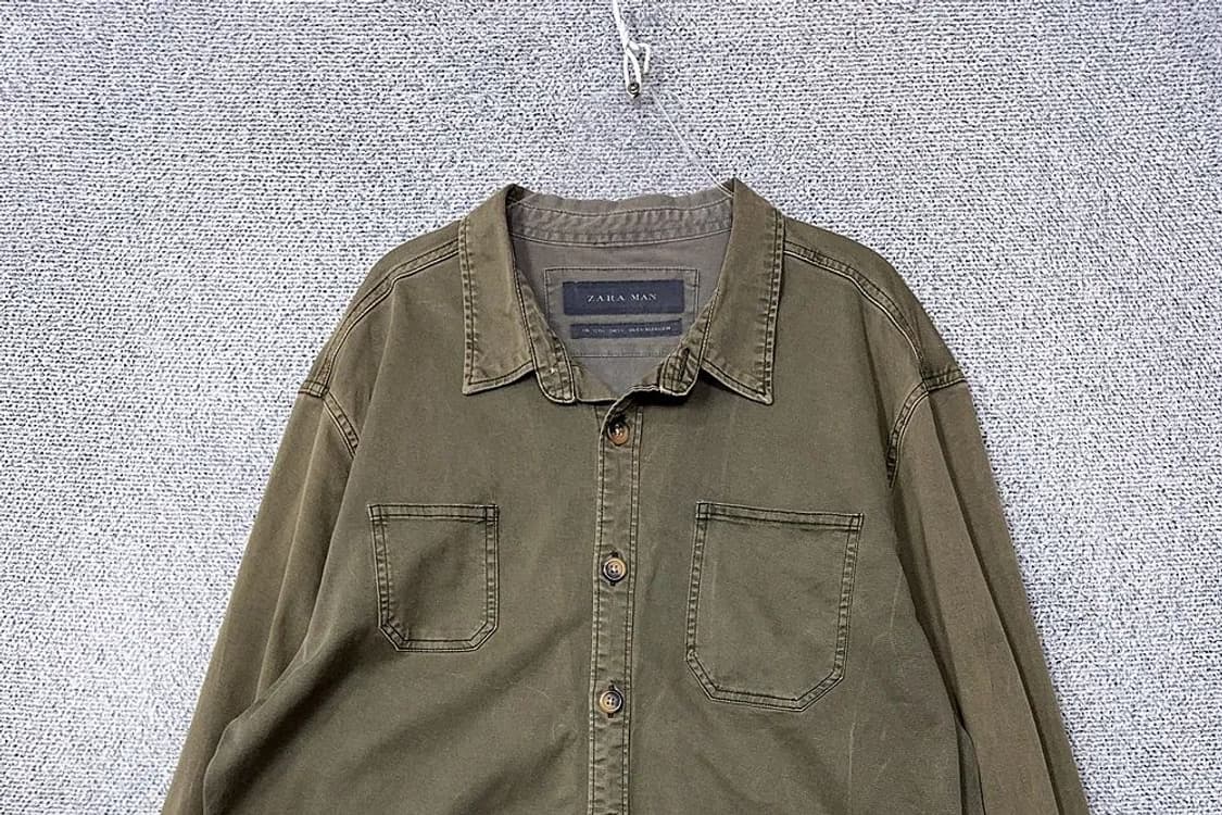 자라 카키 쿼드포켓 빈티지 필드 자켓 L 상품이미지3