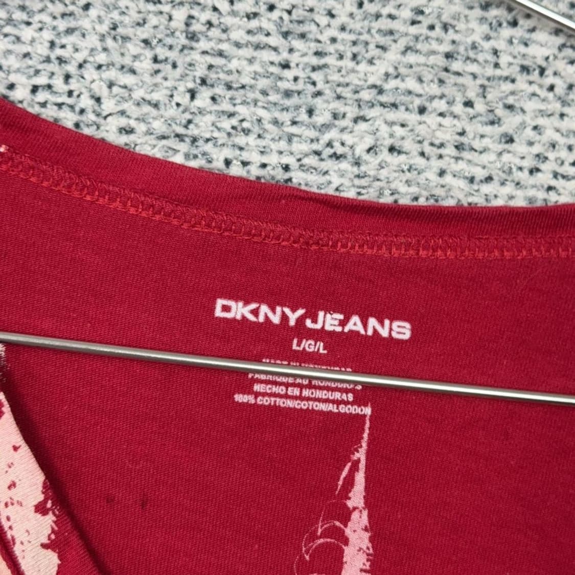 DKNY 빈티지 프린팅 레드 긴팔 티 L 상품이미지6